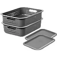 Image of SmartStore Storage Basket Plastic Grey 28 (W) x 37 (D) x 13 (H) cm