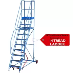 Image of 14 Tread Mobile Warehouse Stairs Anti Slip Steps 4.5m Portable Safety Ladder