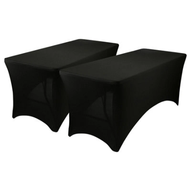 Image of Harbour Housewares Rectangular Spandex Fitted Tablecloths - 6ft (180Cm) - Black - 2X Elasticated Stretchy Table Cloth Cover