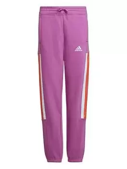 Image of adidas Essentials Big Logo Junior Girls Brand Love Jogging Bottoms, Dark Purple, Size 13-14 Years