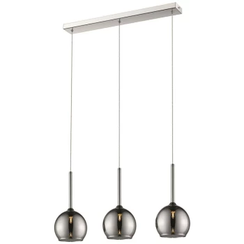 Image of Spring Lighting - 3 Light Ceiling Pendant Bar Chrome with Glass Shades, G9