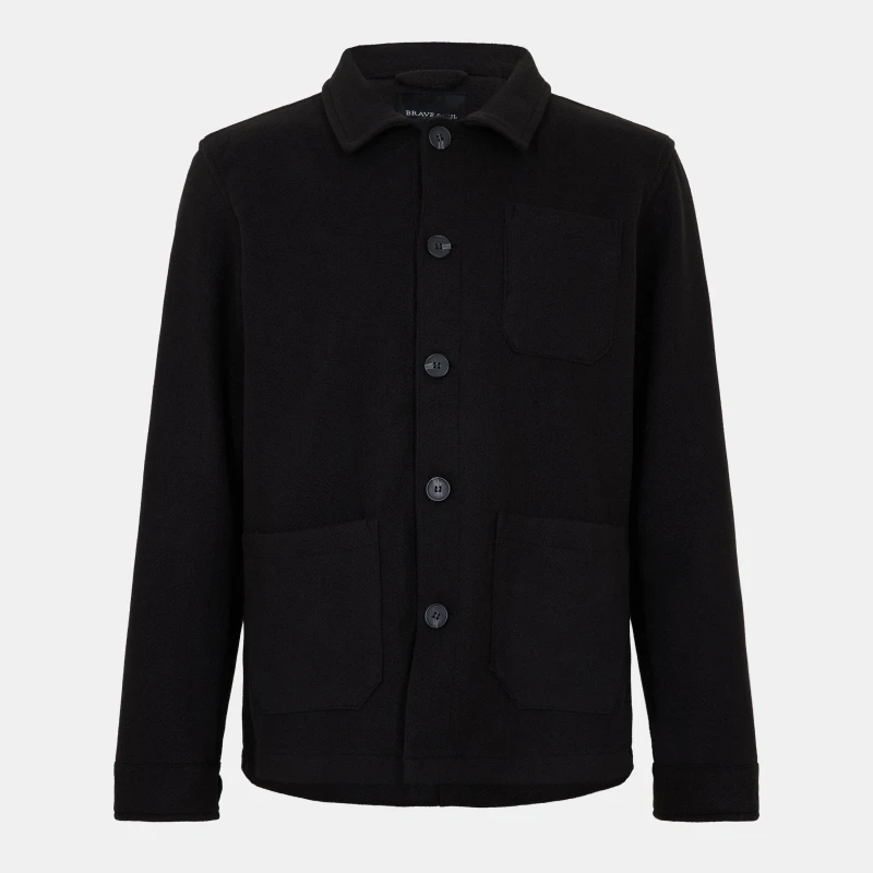 Image of Brave Soul Mens 3 Pocket Long Sleeve Button Overshirt Black male Small