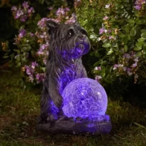 Image of Solar Powered Garden Light Dog Statue, LED Garden or Patio Ornament with Multicoloured Light