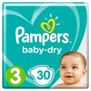 Image of Pampers Baby Dry Size 3 30 Nappies
