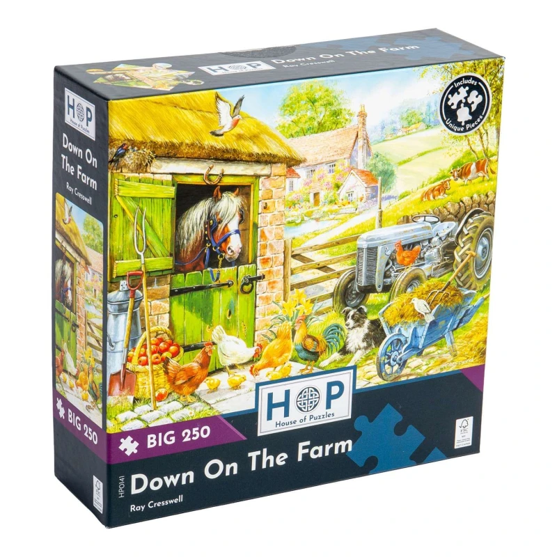 Image of The House Of Puzzles Down On The Farm, BIG 250 Piece Jigsaw Puzzle Multi unisex
