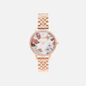Image of Olivia Burton Womens Sparkle Florals Demi Rose Sparkle Bracelet Watch - Gold