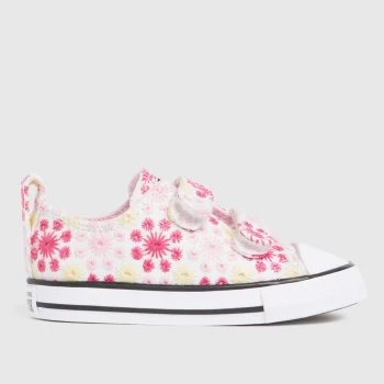 Image of Converse White & Pink Lo 2v Broderie Trainers Toddler
