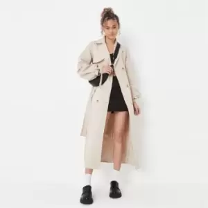 Image of Missguided Tall Belted Sleeve Detail Trench Coat - Neutral