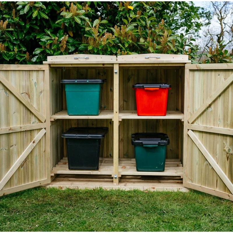 Image of The Garden Village Shireburn 4 Recycle Box Store, Brown SGRB-4-TGV