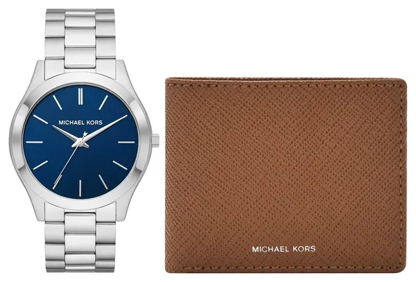 Image of Michael Kors MK1060SET Slim Runway Blue Dial Steel Watch