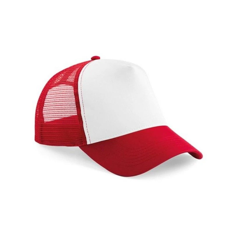 Image of Beechfield Contrast Panel Trucker Cap in Red Red Unisex One Size
