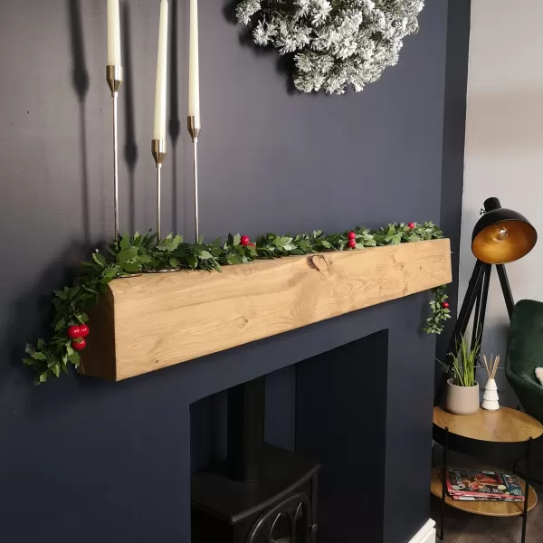 Image of 2m (6.5ft) Holly Tinsel Garland Christmas Decorations with Red Berries