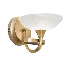 Image of 1 Light Wall Light Antique Brass with White Glass Shade, G9