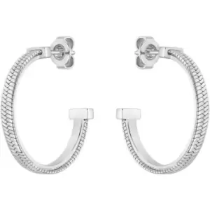 Image of Boss Ladies BOSS Zia Stainless Steel Hoop Earrings - Silver
