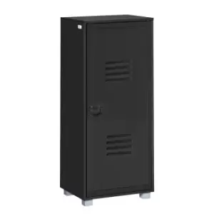 Image of Homcom Modern 2 Tier Cabinet Office Storage With Louvered Metal Door Black