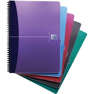 Image of Oxford A4 Office Metallic 180 Pages 90gsm Wirebound Polypropylene Cover Smart Ruled Notebook Assorted Colours Pack of 5