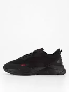Image of HUGO Mens Leon_runn Trainers - Black, Size 46, Men