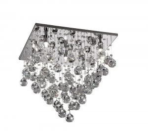 Image of Semi Flush Ceiling Square 5 Light Polished Chrome, Crystal