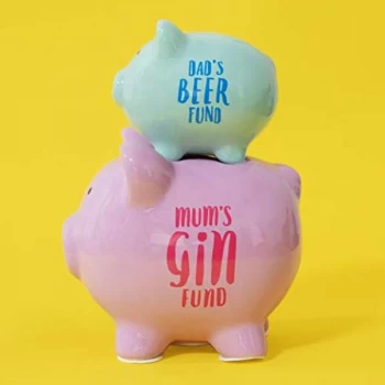 Image of Pennies & Dreams Double Piggy Bank - Dad's Beer & Mum's Gin
