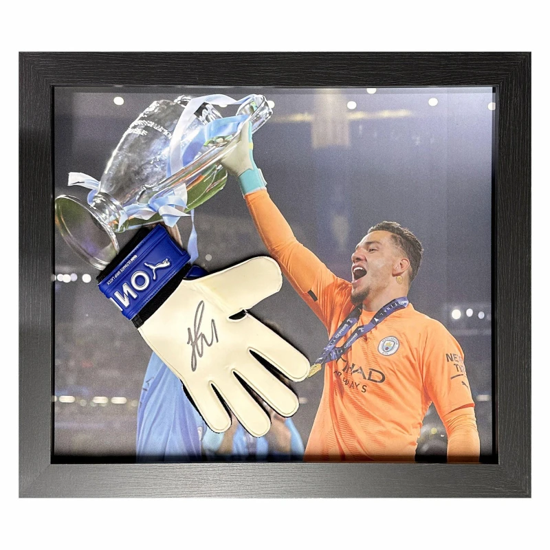 Image of AllStarSignings Ltd Ederson signed framed goalkeeper glove White unisex One Size