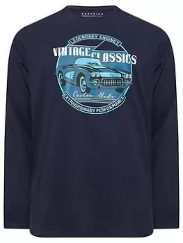 Image of BadRhino Vintage Classics Long Sleeve T-Shirt - Navy, Size 3XL, Men