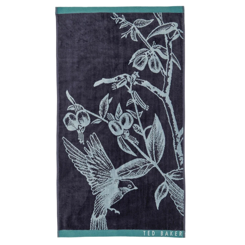 Image of Ted Baker 'Botanical Birds' Cotton Towel in Navy Size: Bath Towel Navy Bath Towel Unisex 5016709692687