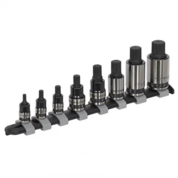 Image of Spline Socket Bit Set 8PC 1/4", 3/8" & 1/2" Sq Drive Black Series