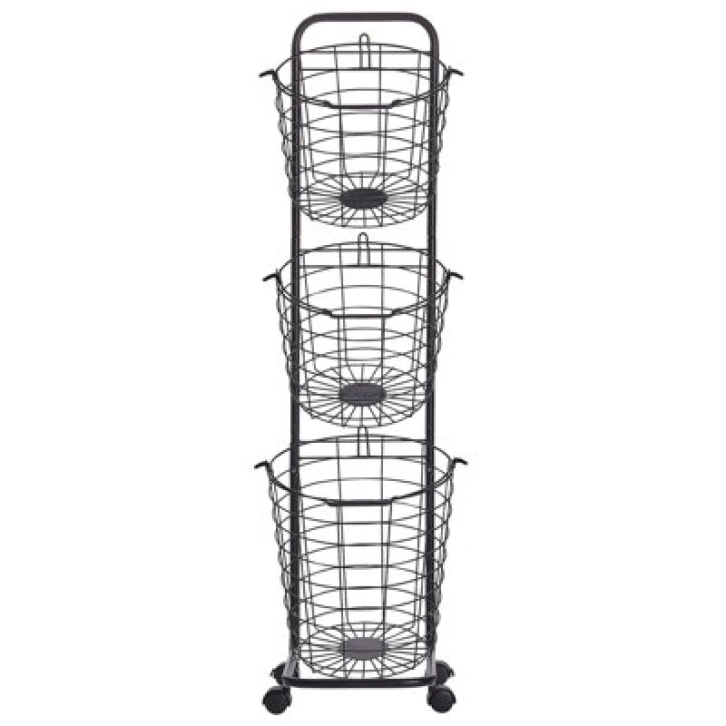 Image of Beliani Basket Stand Ayapal With Wheels Metal Black