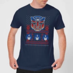 Image of Autobots Classic Ugly Knit Mens Christmas T-Shirt - Navy - S