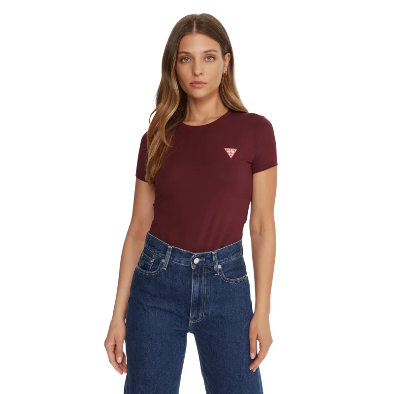 Image of Guess T-Shirt round neck woman Guess Mini Triangle Rouge Female S