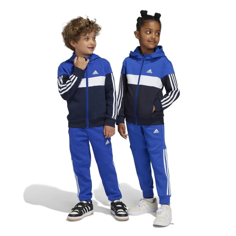 Image of adidas Kids Tiberio Colorblock Fleece Tracksuit Kids - Blue Blue 3 - 4 Years