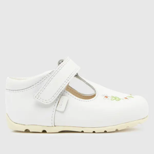 Image of Kickers white kick t-bar flower Girls Baby shoes White UK 4 (EU 20)