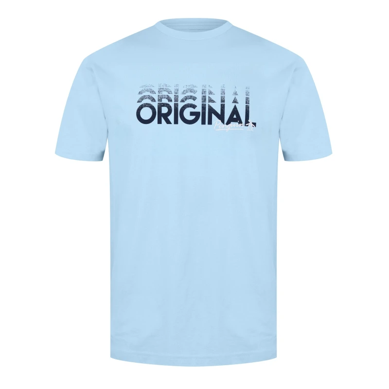 Image of Original Penguin L Logo Tee Regular Fit T-Shirts Small Blue 52743319350