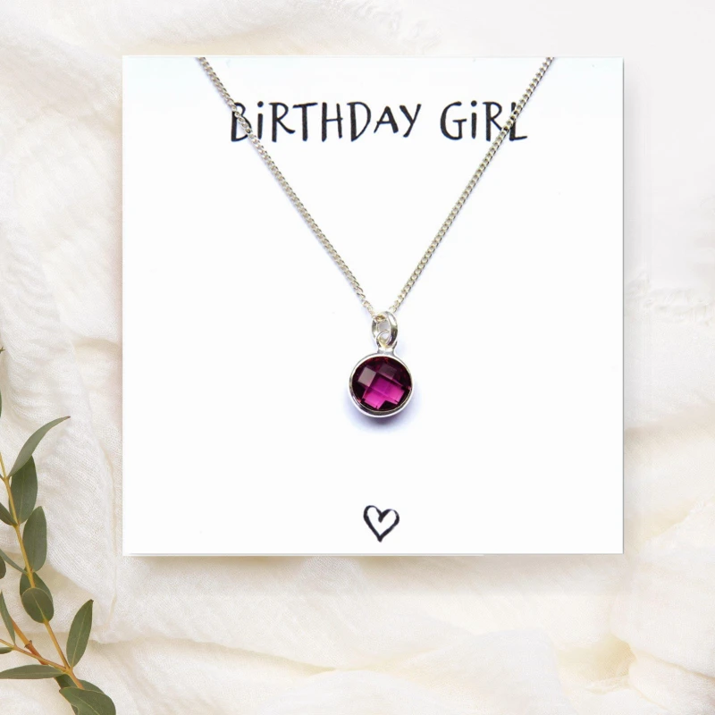 Image of Aye Do Gifts Birthday Girl Charm Necklace & Gift Card 00302-CRD Silver female January