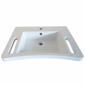 Image of Onyx Ergonomic Wall Hung Basin with Hand Grip Support 600mm Wide - 1 Tap Hole - AKW