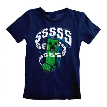 Image of Minecraft - Creepers Unisex 7-8 Years T-Shirt - Navy