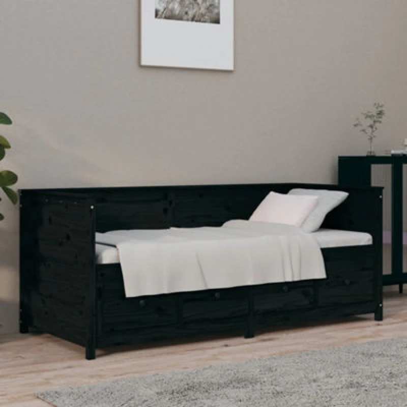 Image of VIDAXL Day Bed without Mattress Black 75x190cm Small Single Solid Wood Pine Vidaxl 8720287138082