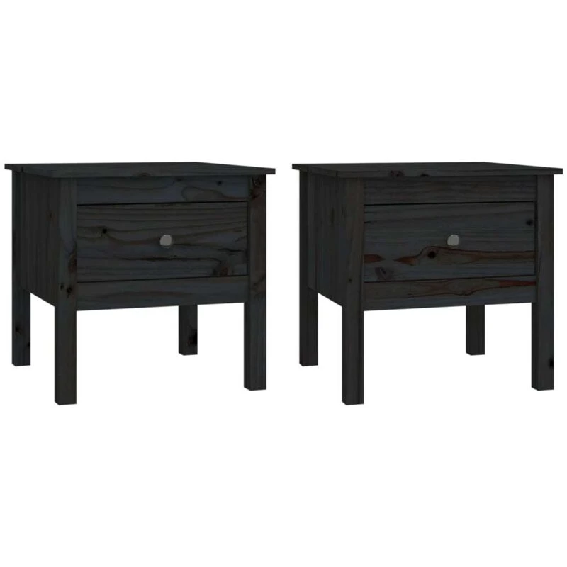 Image of VIDAXL Side Tables 2 pcs Black 50x50x49cm Solid Wood Pine Vidaxl 8720286922941
