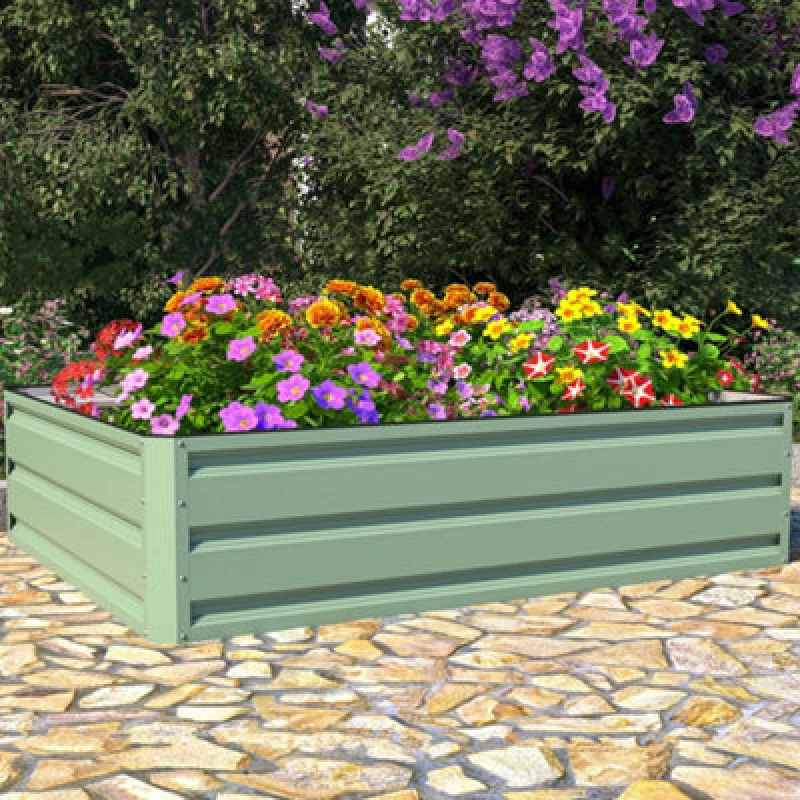 Image of Garden Gear Raised Metal Planters In Sage Green (2 X Planters 120X90Cm)