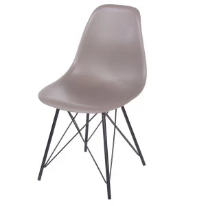 Image of Roloku Pair of Plastic Chairs with Metal Legs - Brown