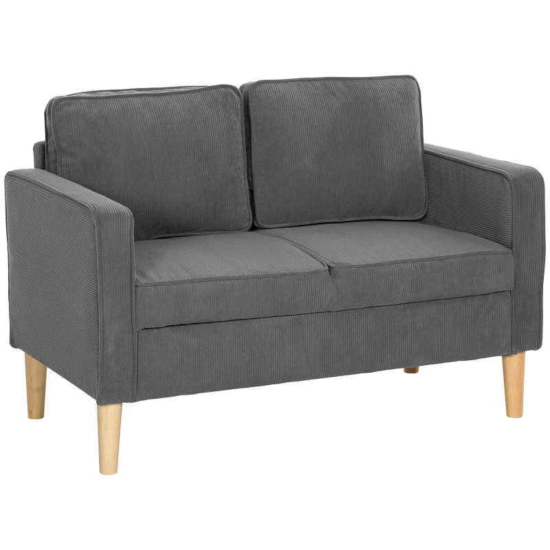 Image of HOMCOM Compact 2 Seater Sofa with Under Seat Storage for Small Spaces - Grey TJ Hughes 5063603224285
