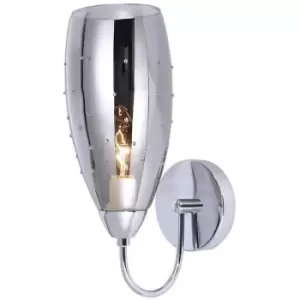 Image of Italux Grace - Modern Wall Lamp Chrome 1 Light with Dark Glass Shade, E14
