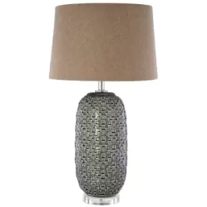Image of Premier Housewares Udele Table Lamp with Brown/Grey Shade