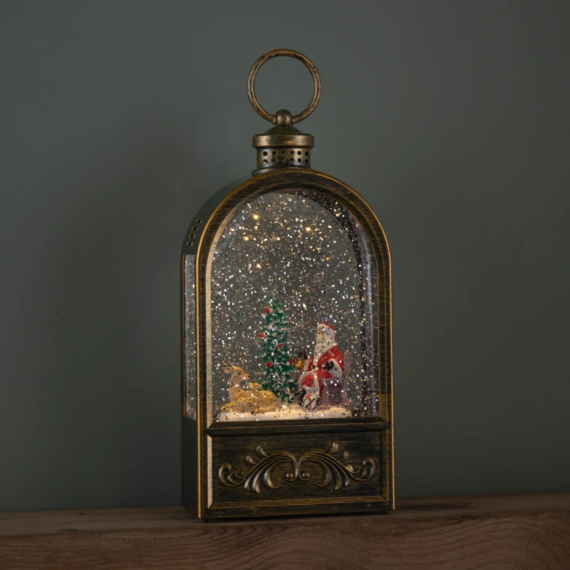 Image of 24cm Battery Operated Light up Santa and Christmas Tree Water Spinner with LEDs