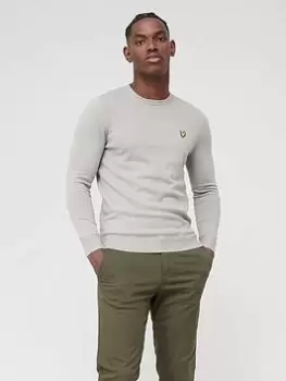 Image of Lyle & Scott Lyle & Scott Crew Neck Cotton Merino Jumper, Khaki Size M Men