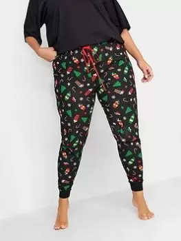 Image of Yours Xmas Drinks Pj Bottoms, Black, Size 18, Women