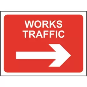 Image of 600 X 450MM Temporary Sign & Frame - Works Traffic (Arrow Right)