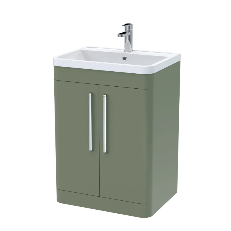 Image of Balterley Floor Standing 2 Door Vanity with Polymarble Satin Green Basin600mm Green