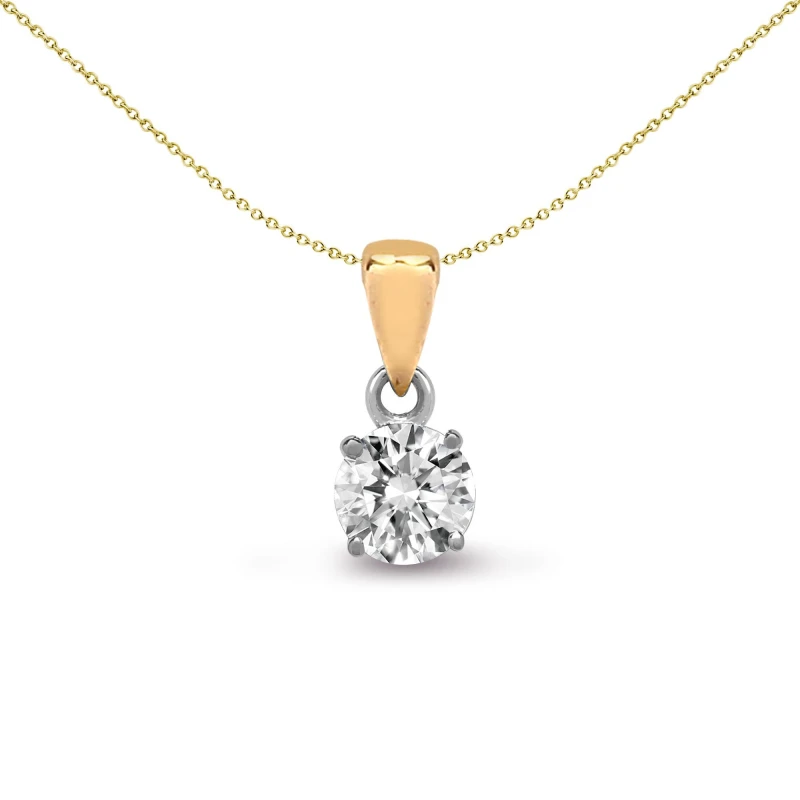 Image of Jewelco London 18ct 2 Colour Gold 0.15ct Diamond Solitaire Charm Pendant - 18P004-015 Multi