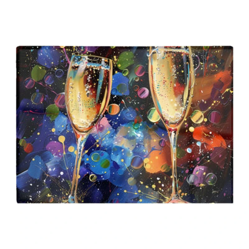 Image of Warren Reed Designer Splashart Champagne Flutes Chopping Board